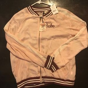 Embroidered ‘babe’ bomber jacket